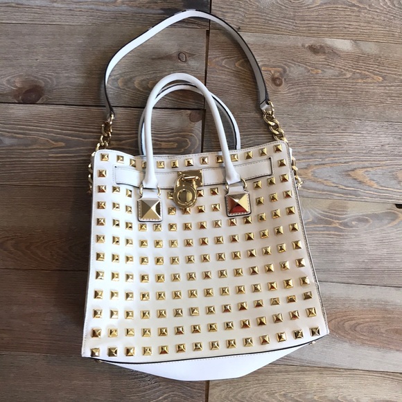 Michael Kors Handbags - Michael Kors cream satchel with studs